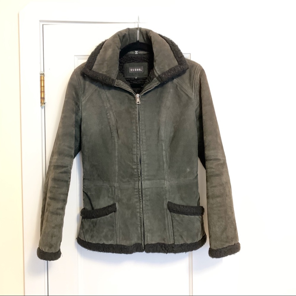 GUESS Leather and Wool Aviator Moto Jacket S - Picture 1 of 8